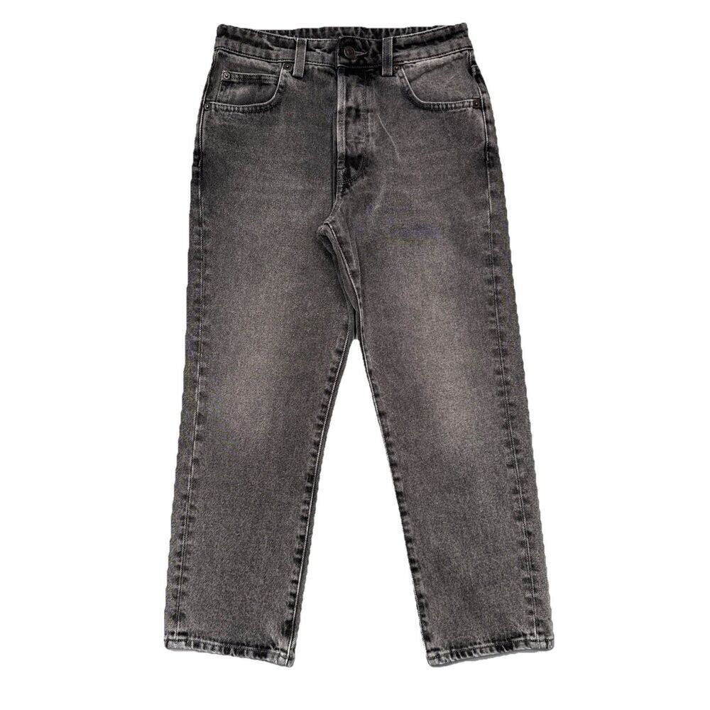 6397 Shorty High Rise Crop Italy Jeans 24 (26x24) Worn Black Cotton Button Women